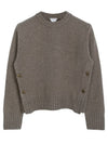 Metal Note Button Wool Knit Top Gray - BOTTEGA VENETA - BALAAN.