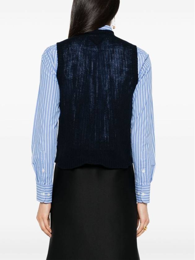 V neck knit vest navy - PRADA - BALAAN 5