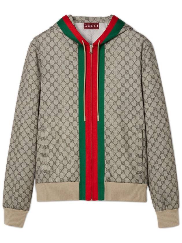 Web Technical Jersey Zip Jacket Beige Ebony - GUCCI - BALAAN 2