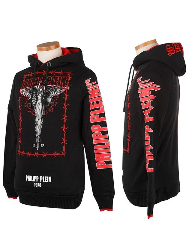 Angel Print Cotton Hoodie Black - PHILIPP PLEIN - BALAAN 3