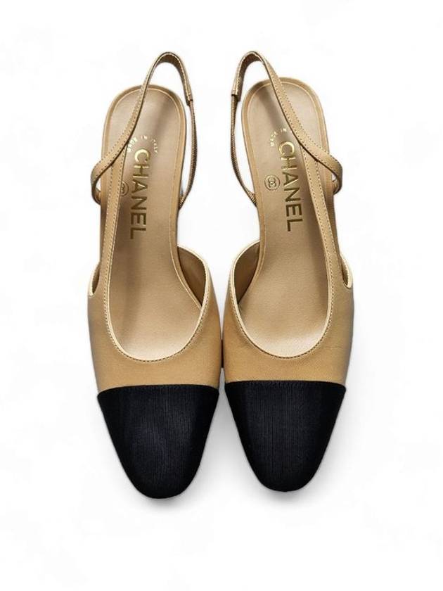 Slingbacks Goatskin Grosgrain & Beige Black - CHANEL - BALAAN 6