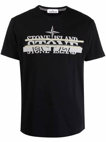 Band Multi Logo Short Sleeve T-Shirt Black - STONE ISLAND - BALAAN 1