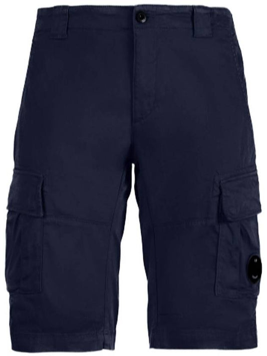 Lens Wappen Stretch Satin Cargo Shorts Navy - CP COMPANY - BALAAN 2