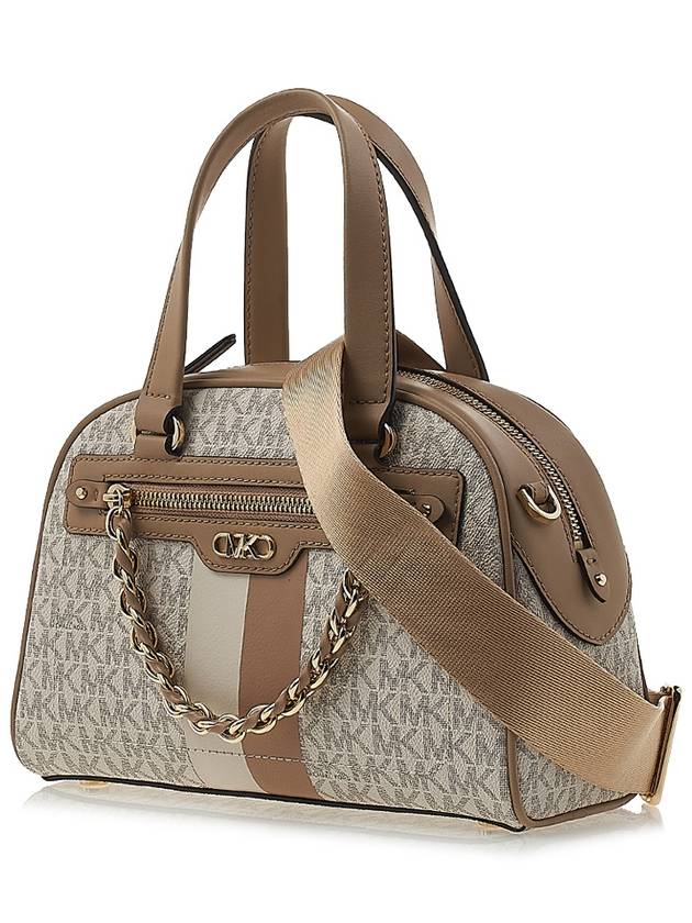 Williamsburg Small Logo Stripe Satchel Canvas Tote Bag Vanilla - MICHAEL KORS - BALAAN 3