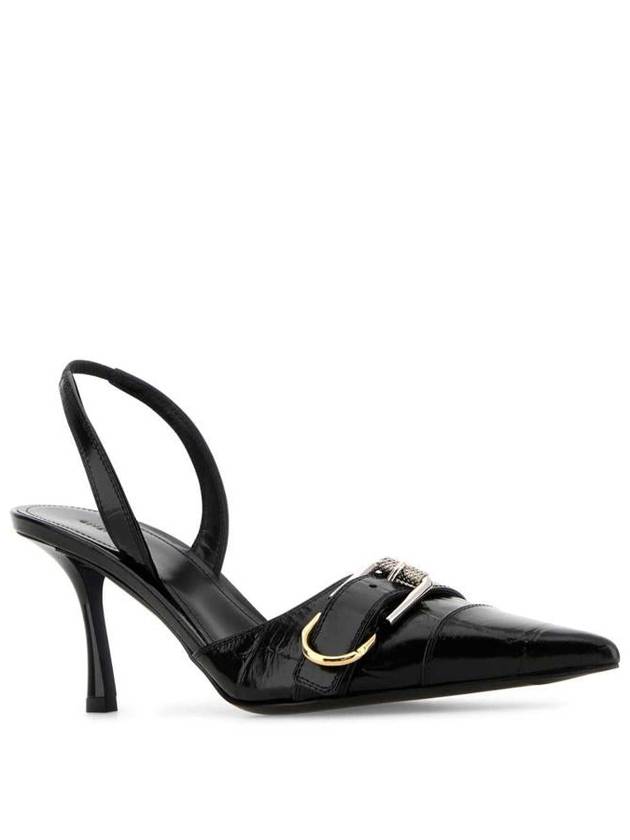 Pooh Crocodile Effect Leather Metal Buckle Strap Slingback Heel Black - GIVENCHY - BALAAN 3