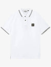 Logo Patch Polo Shirt White - STONE ISLAND - BALAAN 3