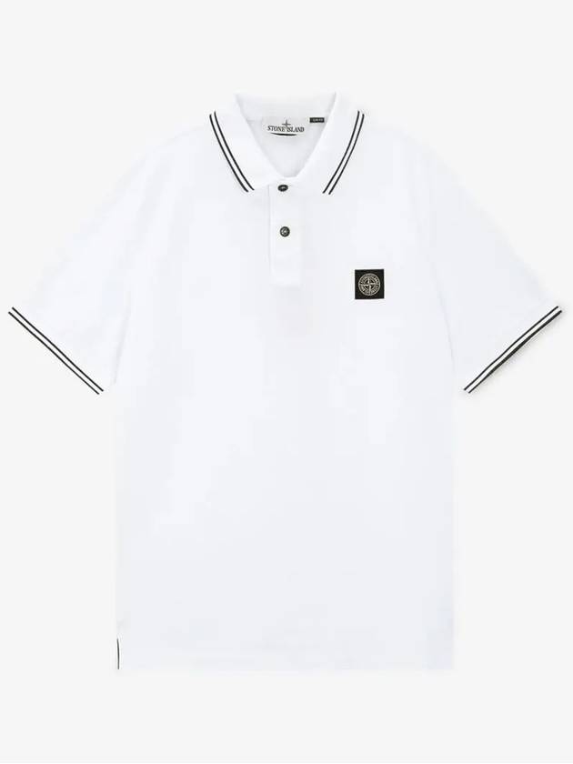 Logo Patch Polo Shirt White - STONE ISLAND - BALAAN 3