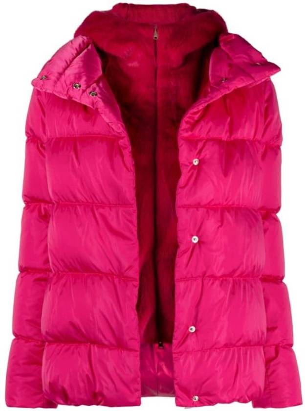 Satin & Lady Faux Fur Hooded Padding Fuchsia - HERNO - BALAAN 2