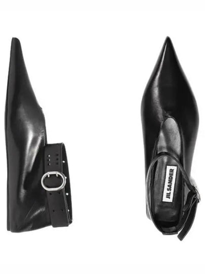 Ankle Strap Leather Ballerina Flats Black - JIL SANDER - BALAAN 2