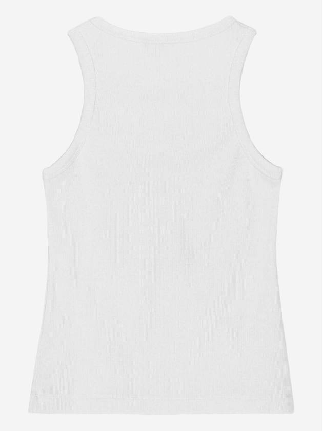 Graphic Rib Heart Tank Cotton Sleeveless White - GANNI - BALAAN 3