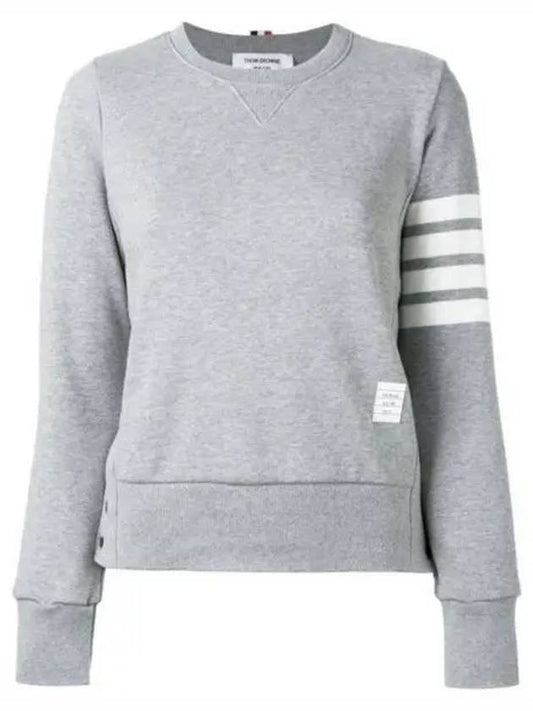 Engineered 4 Bar Stripe Loopback Jersey Knit Crewneck Sweatshirt Light Grey - THOM BROWNE - BALAAN 2