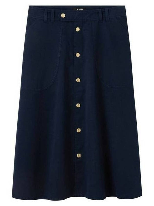 Jamie Mid Waist Cotton A-Line Skirt Dark Navy - A.P.C. - BALAAN 2