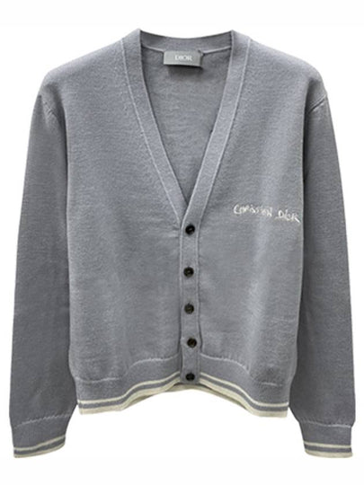 Embroidered Tag Logo Cardigan Grey - DIOR - BALAAN 2