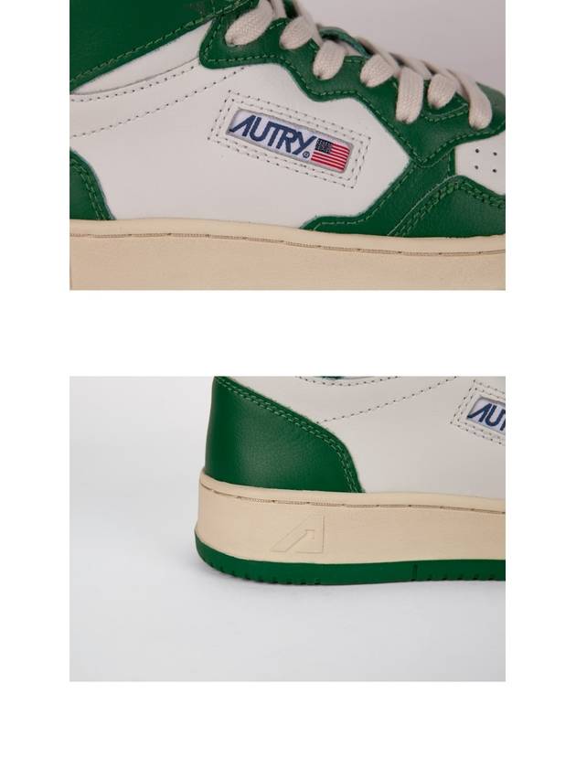 Women's Medalist Leather High Top Sneakers White Green - AUTRY - BALAAN 9