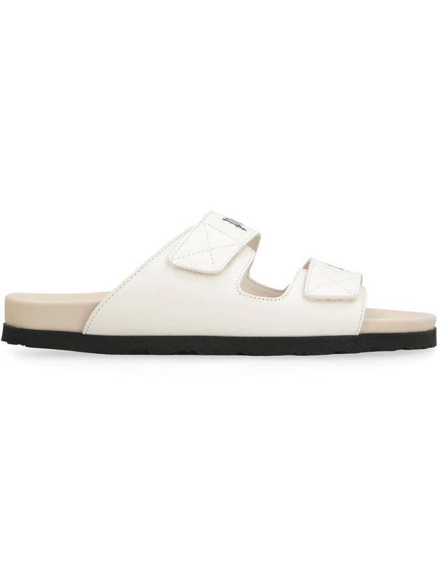 Logo Leather Sandals White - PALM ANGELS - BALAAN 3