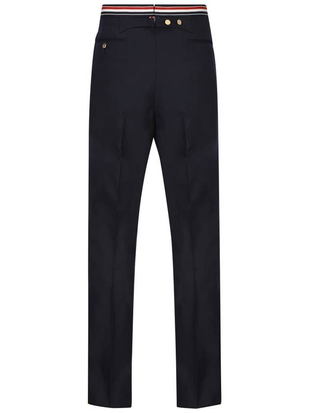 Low Rise Backstrap Super 120 Twill Straight Pants Navy - THOM BROWNE - BALAAN 3