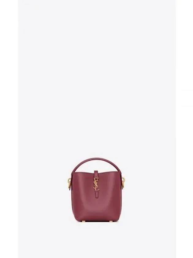 Le 37 Signature Logo Shiny Leather Small Bucket Bag Rouge Merlot - SAINT LAURENT - BALAAN 2