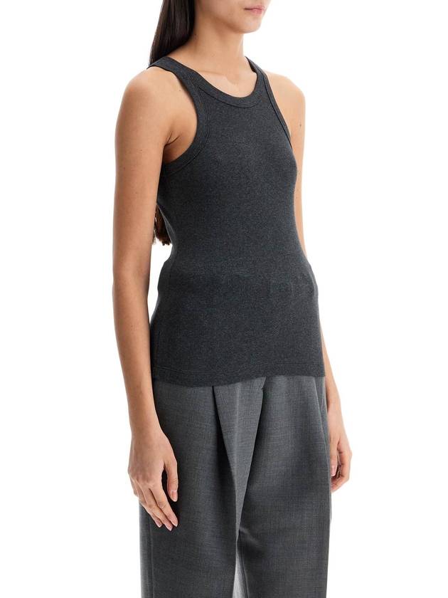 organic cotton ribbed tank top charcoal melange with wide straps - TOTEME - BALAAN 2