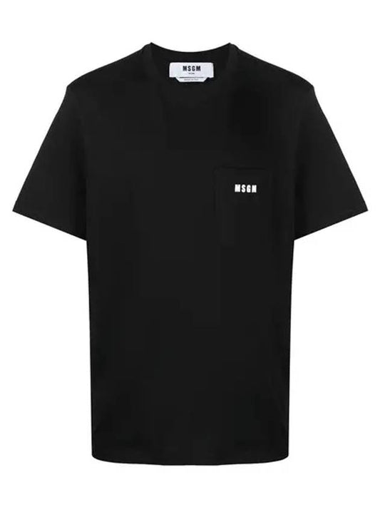 Men's Pocket Logo Short Sleeve T-Shirt Black - MSGM - BALAAN.