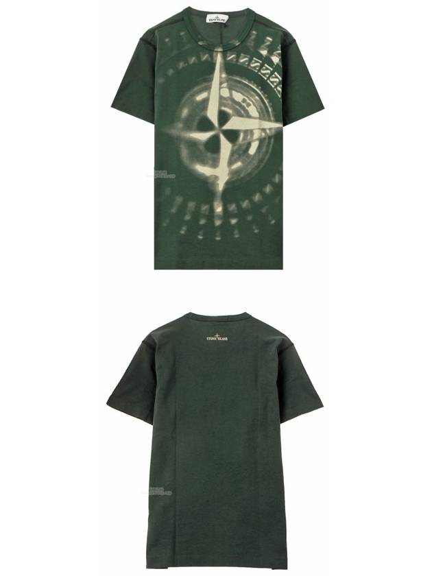 19FW 711523383 V0057 Graphic Logo Round Short Sleeve T-Shirt Green Men's T-Shirt TJ - STONE ISLAND - BALAAN 5