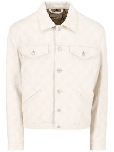 GG Jacquard Cotton Jacket Ivory - GUCCI - BALAAN 1