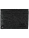 Double Gancini Leather Card Wallet Black - SALVATORE FERRAGAMO - BALAAN.