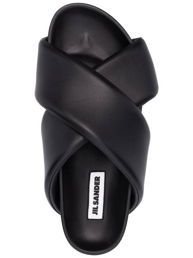 Cross Leather Slippers Black - JIL SANDER - BALAAN 5