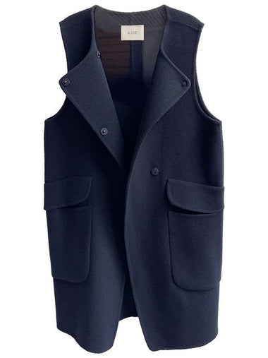 Handmade round double wool vest_NAVY - ARIFF - BALAAN 1