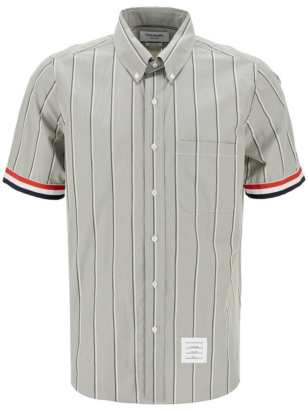 striped short-sleeved shirt - THOM BROWNE - BALAAN 1