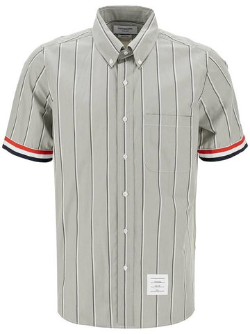 striped short-sleeved shirt - THOM BROWNE - BALAAN 1