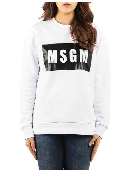 Women's Logo Crew Neck Cotton Sweatshirt White - MSGM - BALAAN 2