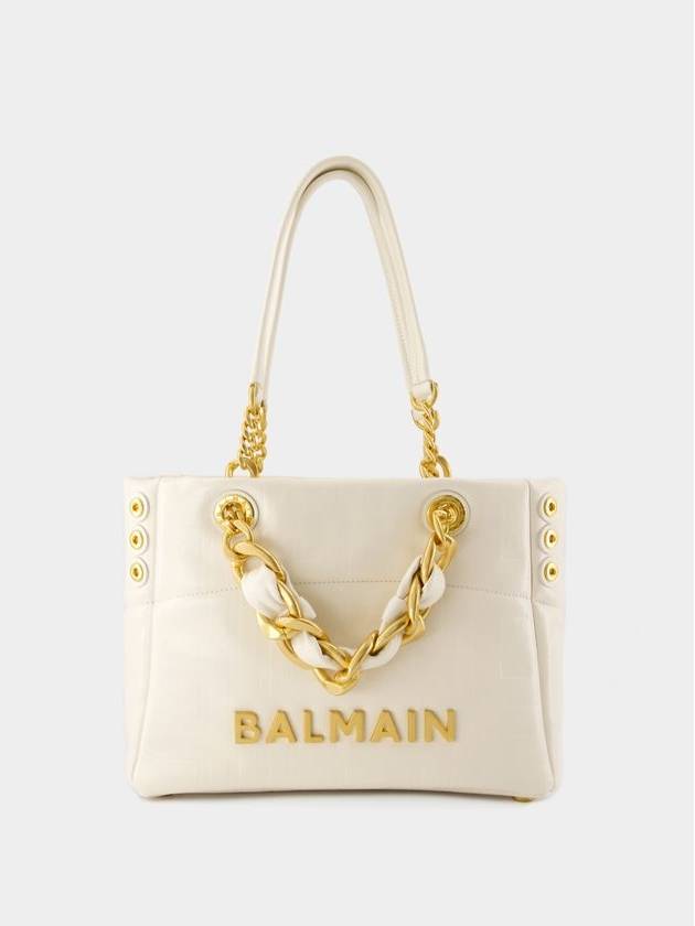 1945 Small Shopper Bag - Balmain - Leather - Beige - BALMAIN - BALAAN 1