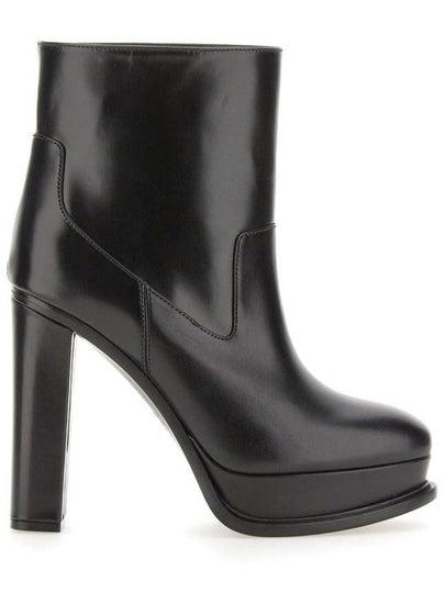 Women's Platform Leather Middle Boots Black - ALEXANDER MCQUEEN - BALAAN 2