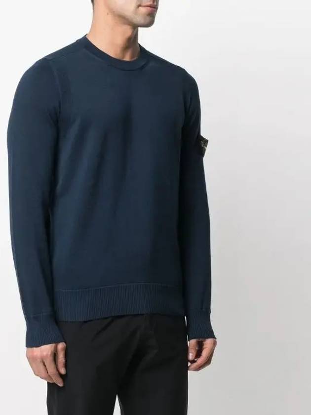 Wappen Patch Cotton Knit Top Navy - STONE ISLAND - BALAAN 5