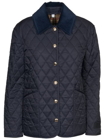 Corduroy Collar Quilted Jacket Dark Blue - BURBERRY - BALAAN 2