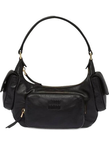 Embossed Logo Pocket Nappa Leather Shoulder Bag Black - MIU MIU - BALAAN 1