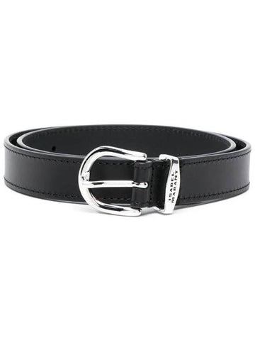 engraved logo leather belt black - ISABEL MARANT - BALAAN 1