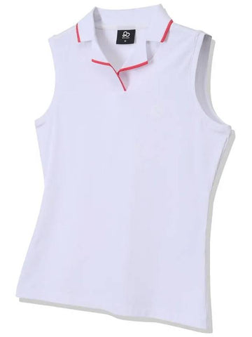 Ribbed collar color matching sleeveless WHITE - 20THHOLE - BALAAN 1