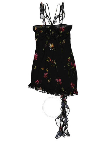 Rotate Birger Christensen Ladies Sachet Pink Floral-Print Asymmetric Minidress, Brand Size 40 (US Size 6) - ROTATE - BALAAN 1