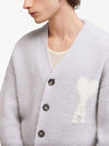 De Coeur V-Neck Cardigan Pearl Grey - AMI - BALAAN 7