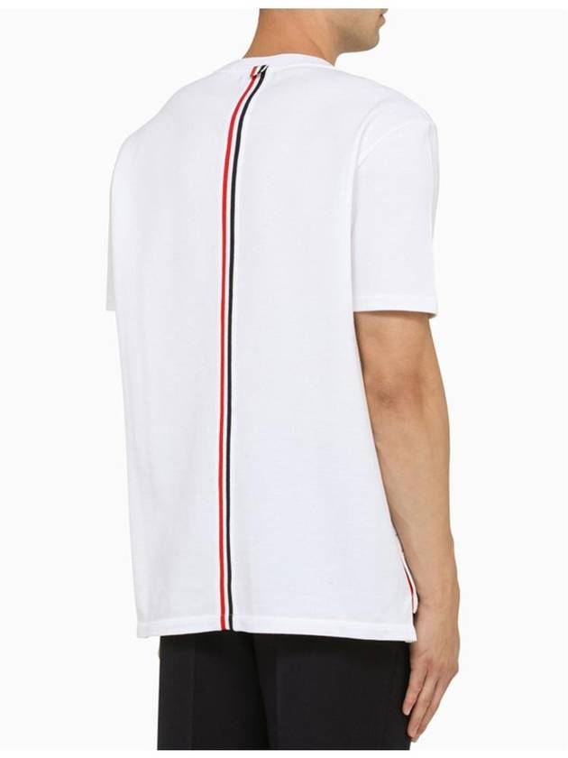 Men's Center Back Striped Short Sleeve T-Shirt White - THOM BROWNE - BALAAN 5