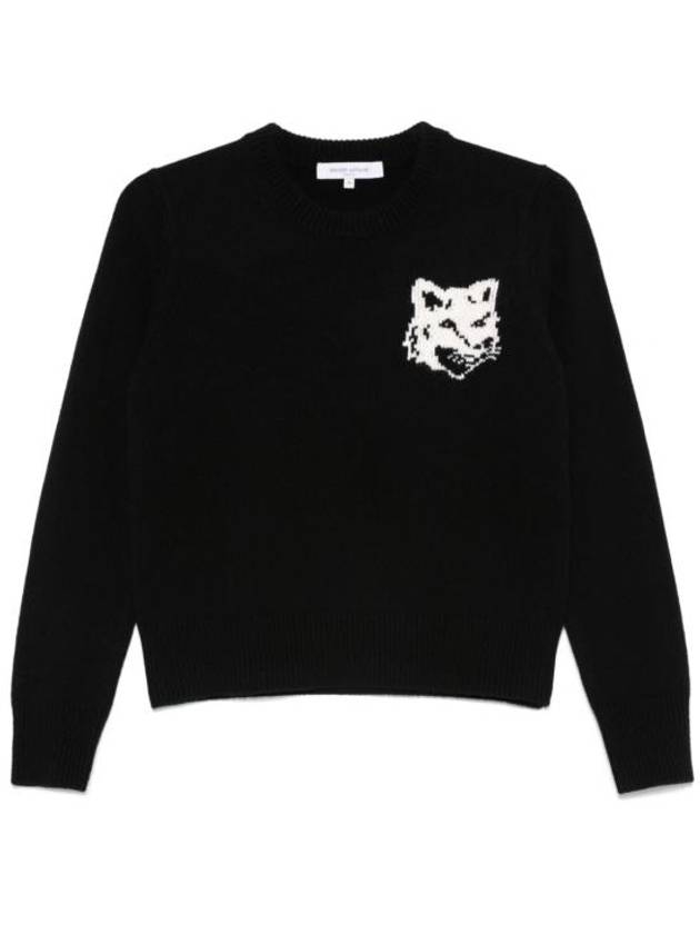 Fox Head Wool Sweater Black - MAISON KITSUNE - BALAAN 1