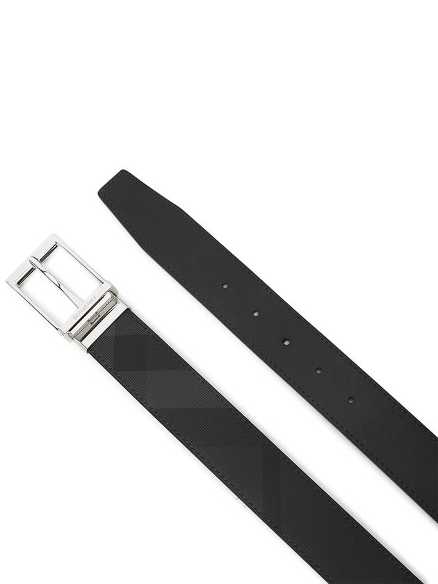 Reversible Checked Leather Belt Charcoal Silver - BURBERRY - BALAAN 5