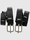 silver plate staple belt black plain leather men's leather belt - GOLEMETH - BALAAN 3