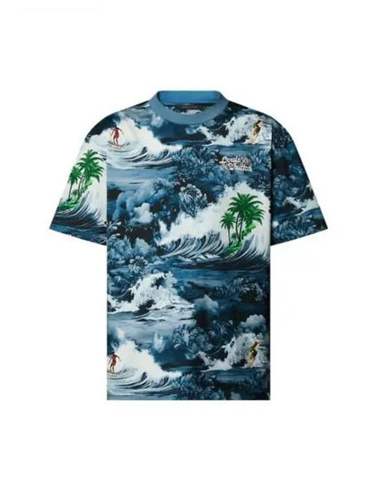 Printed short sleeved cotton t shirt 1AFRFH - LOUIS VUITTON - BALAAN 1