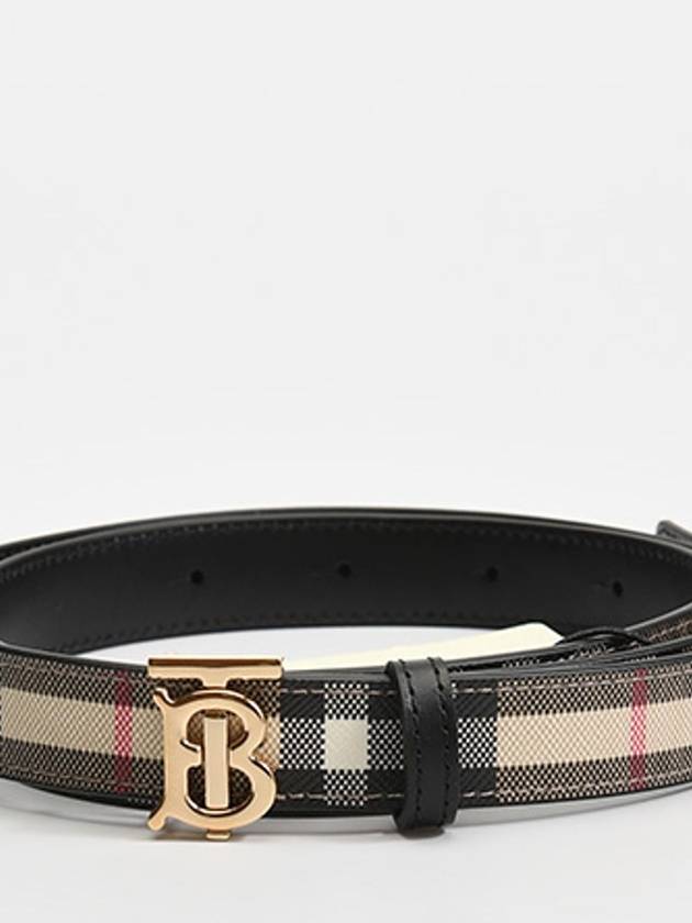 TB Gold Logo Vintage Check Reversible Leather Belt Archive Beige Black - BURBERRY - BALAAN 3