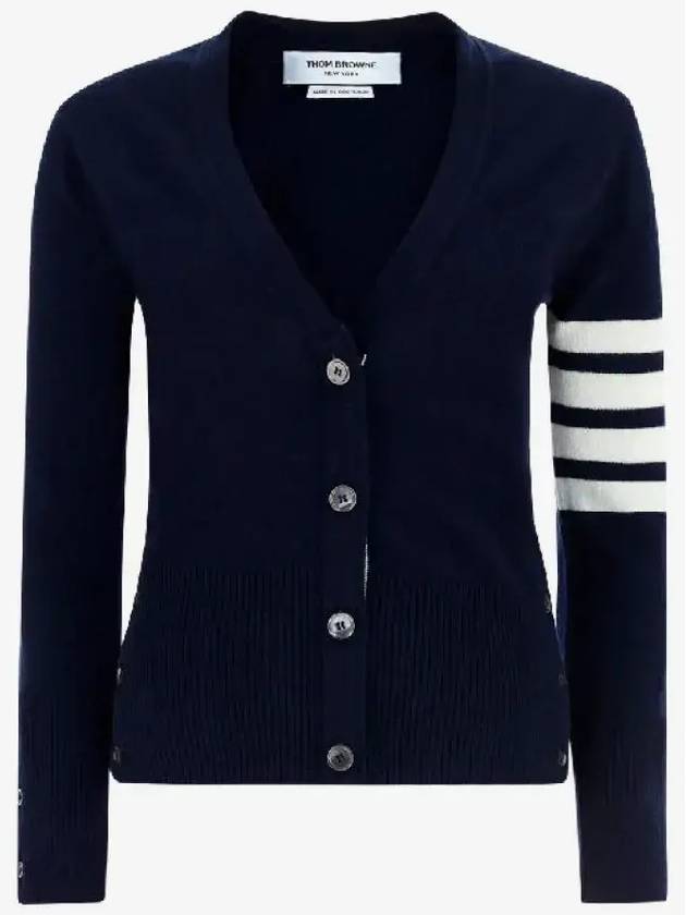 4-Bar V-Neck Cashmere Cardigan Navy - THOM BROWNE - BALAAN 2