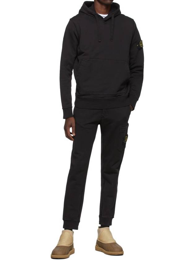 Wappen Patch Cotton Fleece Hoodie Black - STONE ISLAND - BALAAN 3