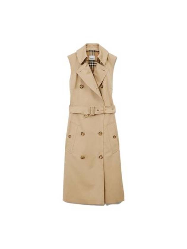 Women's Sleeveless Cotton Gabbadin Trench Midi Dress Honey - BURBERRY - BALAAN 2