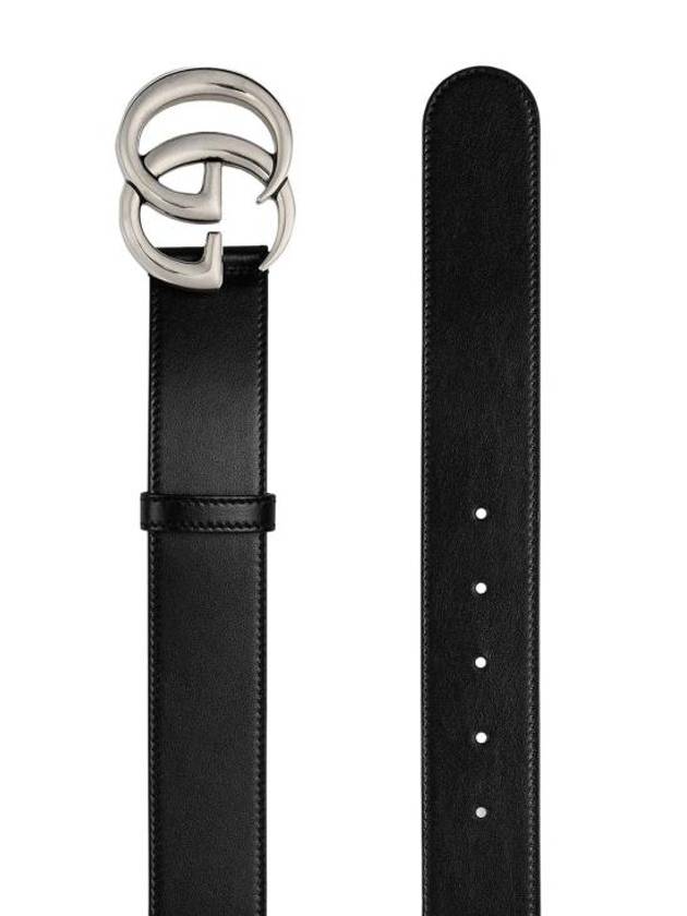 GG Marmont Wide Leather Belt Black - GUCCI - BALAAN 4